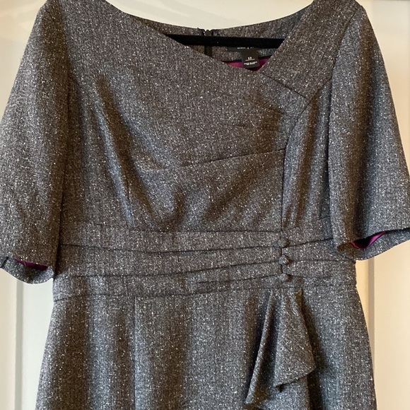 WHBM Asymmetrical Gray Tweed Sheath Dress - Picture 4 of 9